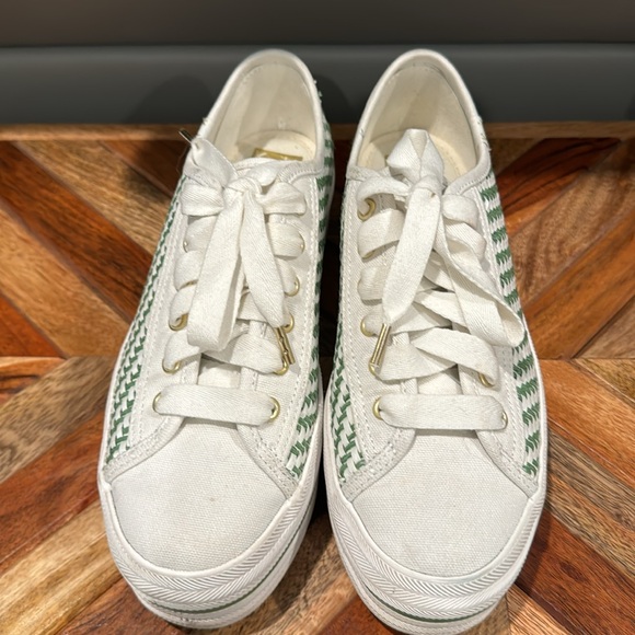 Kate Spade ♠️ x Keds green/white weave triple decker sneaker size 7 - Picture 8 of 9